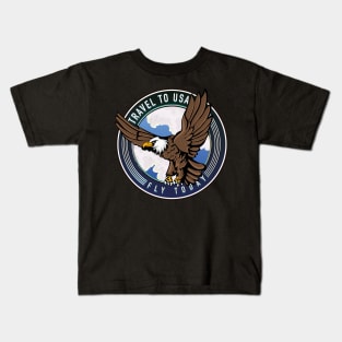 Travel to USA - Fly today travel logo Kids T-Shirt